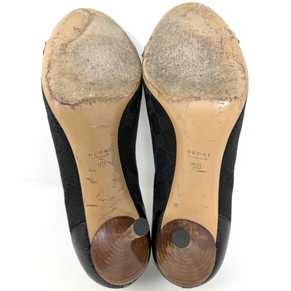 Gucci Vintage Tom Ford Era Black Monogram Bamboo Heel Pumps Size 9B - Picture 8 of 9